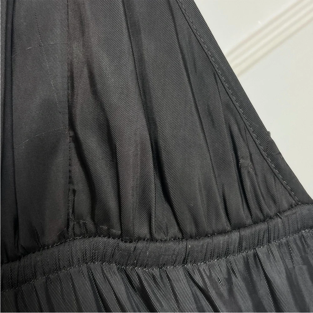 NWT L’AGENCE‎ 90s Satin Empire Waist Sleeveless Pleat Tiered Ruffle Midi Dress S